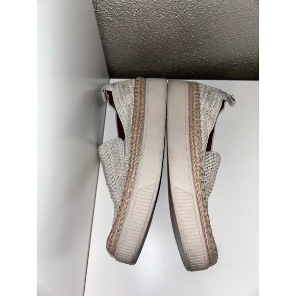 Franco Sarto Homer 2 White Leather Woven Platform Espadrille Sneakers / Loafers - Picture 6 of 12